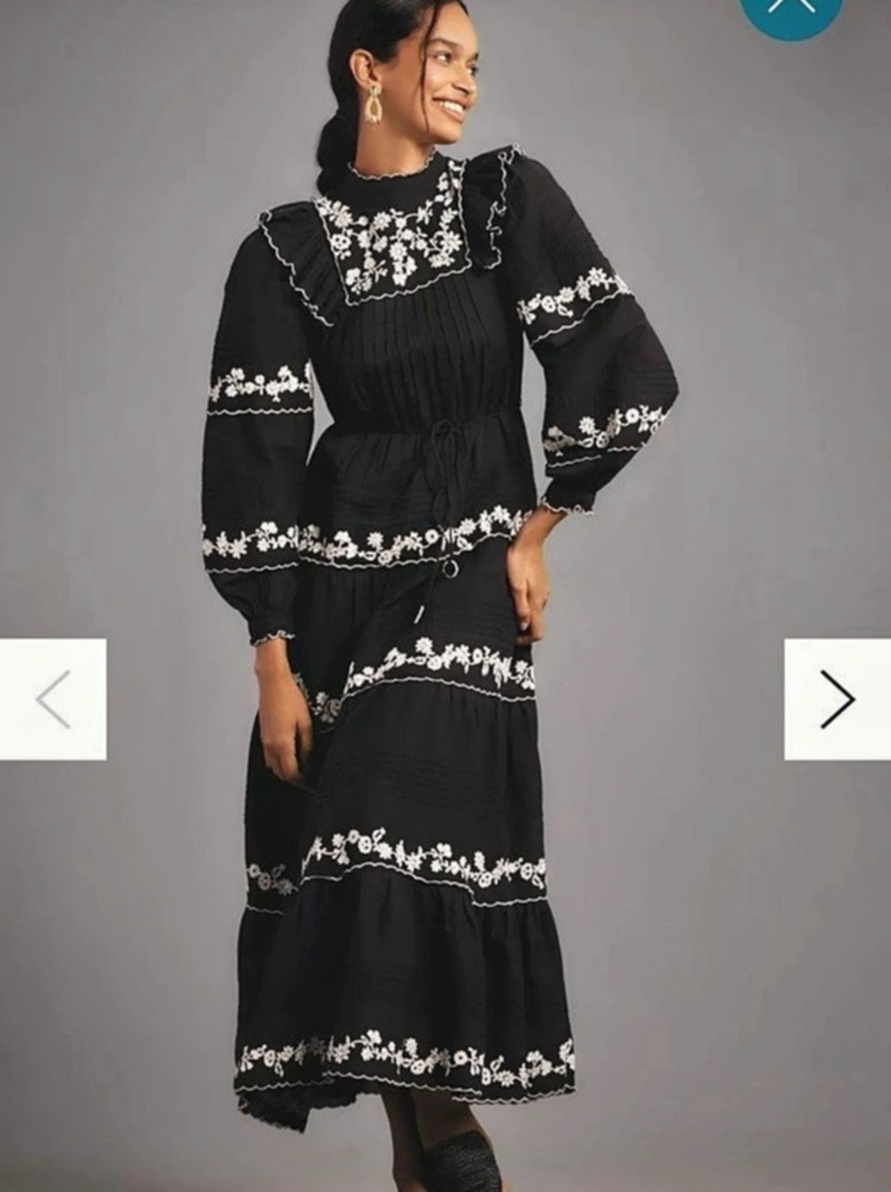 Anthropologie Black & White Floral Midi Dress Like New